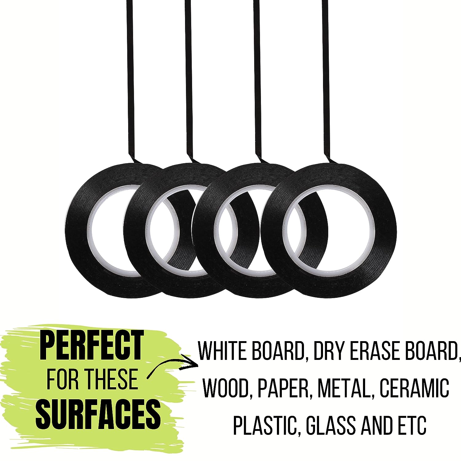 Whiteboard Tape Thin for Dry Erase Board - Set of 12 - Whiteboard Accessories