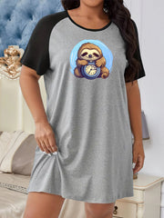 Sloth Print Raglan Sleeve Sleep Dress