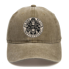 Skeleton Pattern Washed Distressed Cap Hip Hop Adjustable Sunscreen Cap