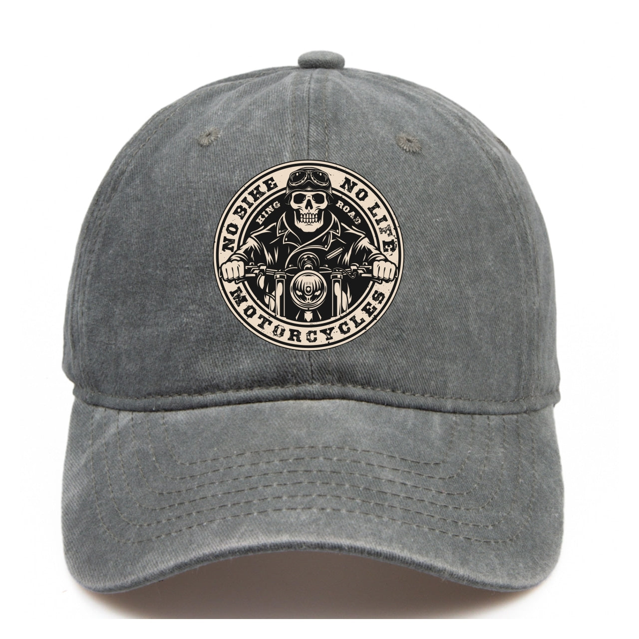 Skeleton Pattern Washed Distressed Cap Hip Hop Adjustable Sunscreen Cap