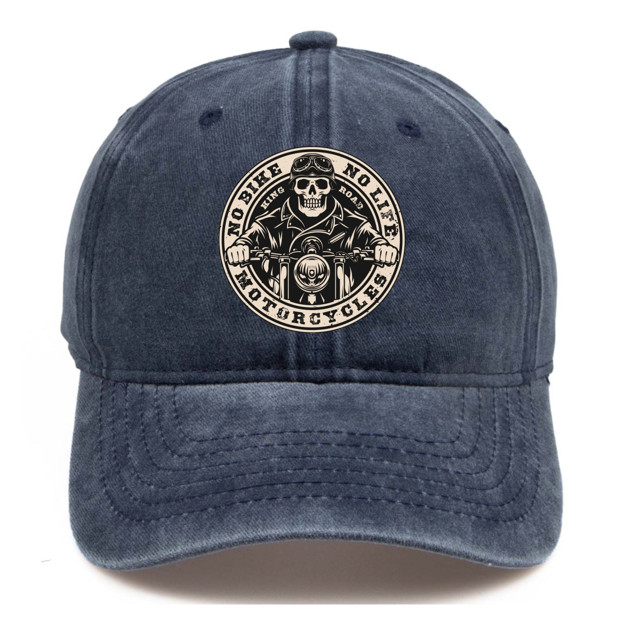 Skeleton Pattern Washed Distressed Cap Hip Hop Adjustable Sunscreen Cap