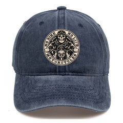 Skeleton Pattern Washed Distressed Cap Hip Hop Adjustable Sunscreen Cap