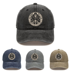 Skeleton Pattern Washed Distressed Cap Hip Hop Adjustable Sunscreen Cap