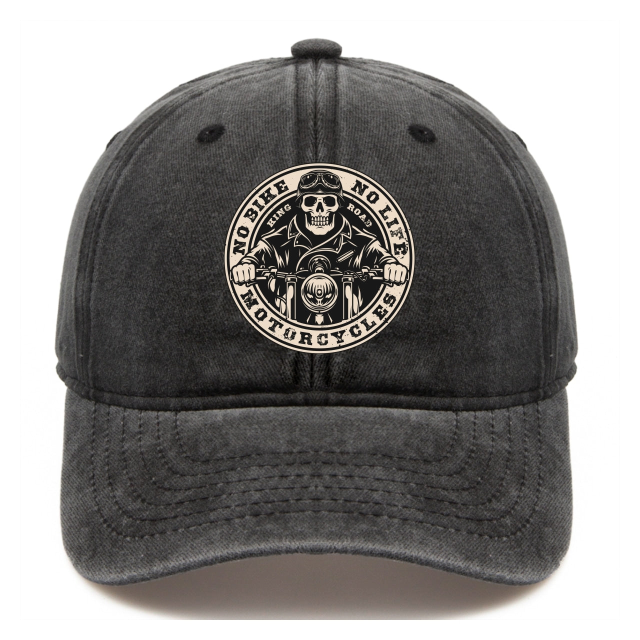 Skeleton Pattern Washed Distressed Cap Hip Hop Adjustable Sunscreen Cap