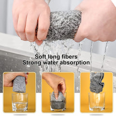 12pcs Absorbent Cleaning Cloth Bamboo Charcoal Fiber Dish Towels