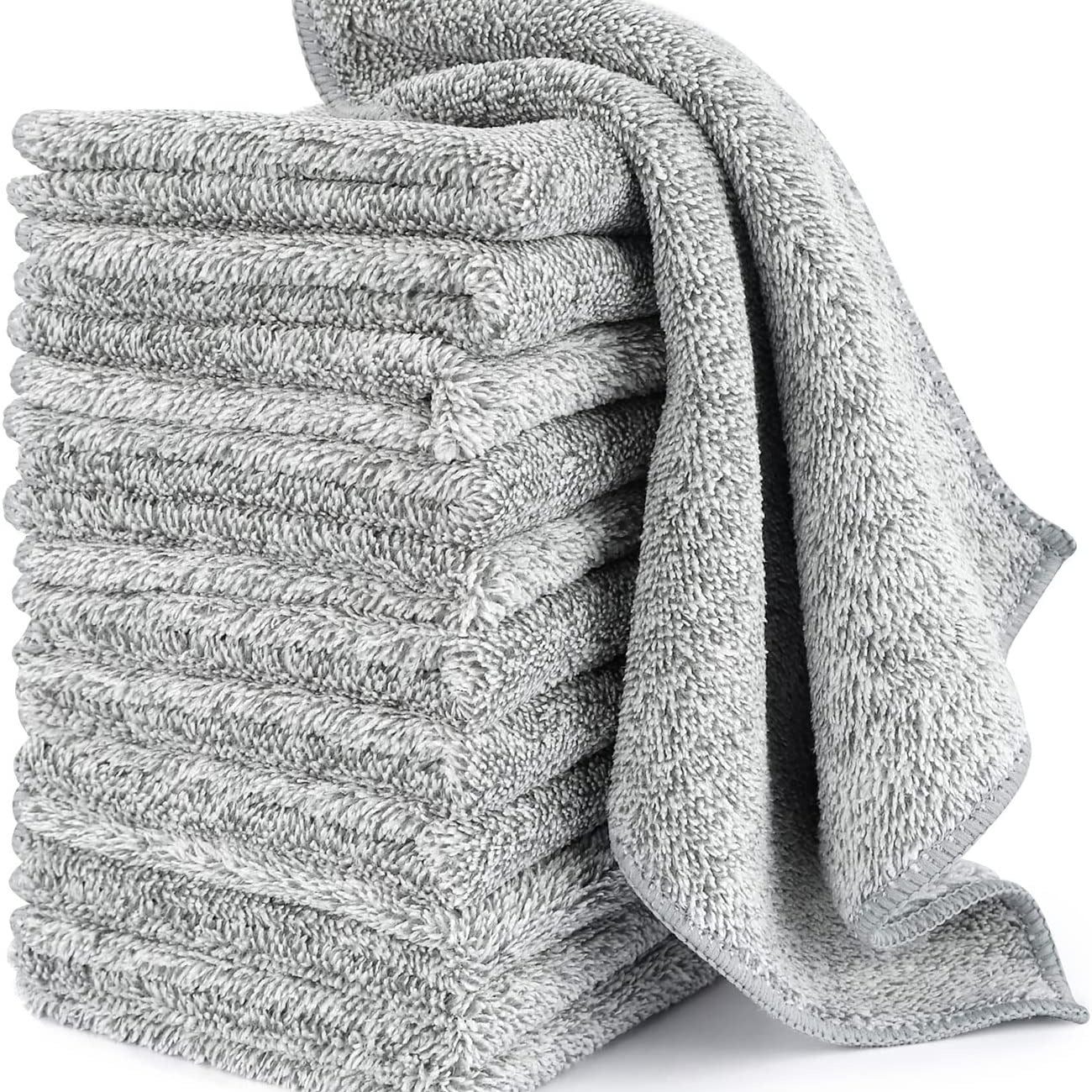 12pcs Absorbent Cleaning Cloth Bamboo Charcoal Fiber Dish Towels