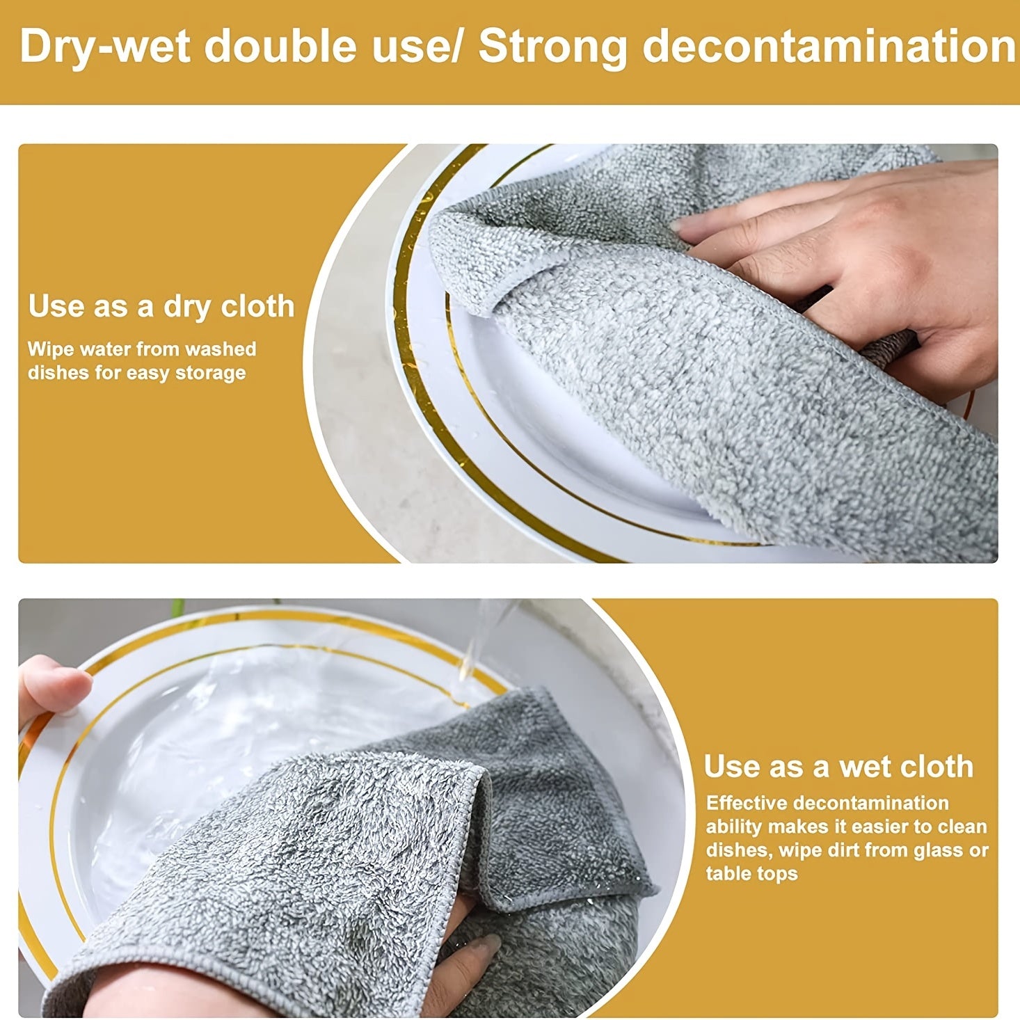 12pcs Absorbent Cleaning Cloth Bamboo Charcoal Fiber Dish Towels