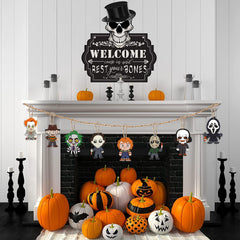 Halloween Pendant Festive Wooden Crafts Skull Decoration