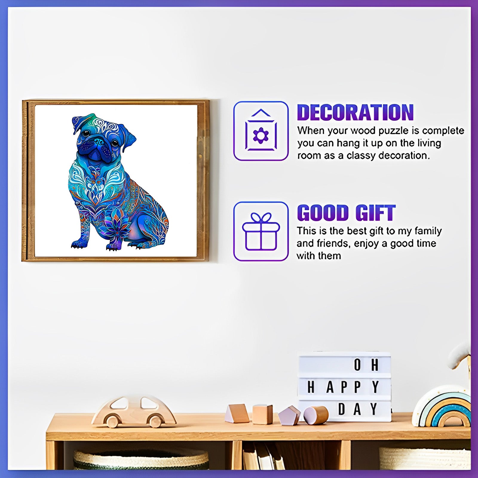 Wooden Dog Puzzle Animal Jigsaw Puzzle Adult Decompression Round Hard Toy