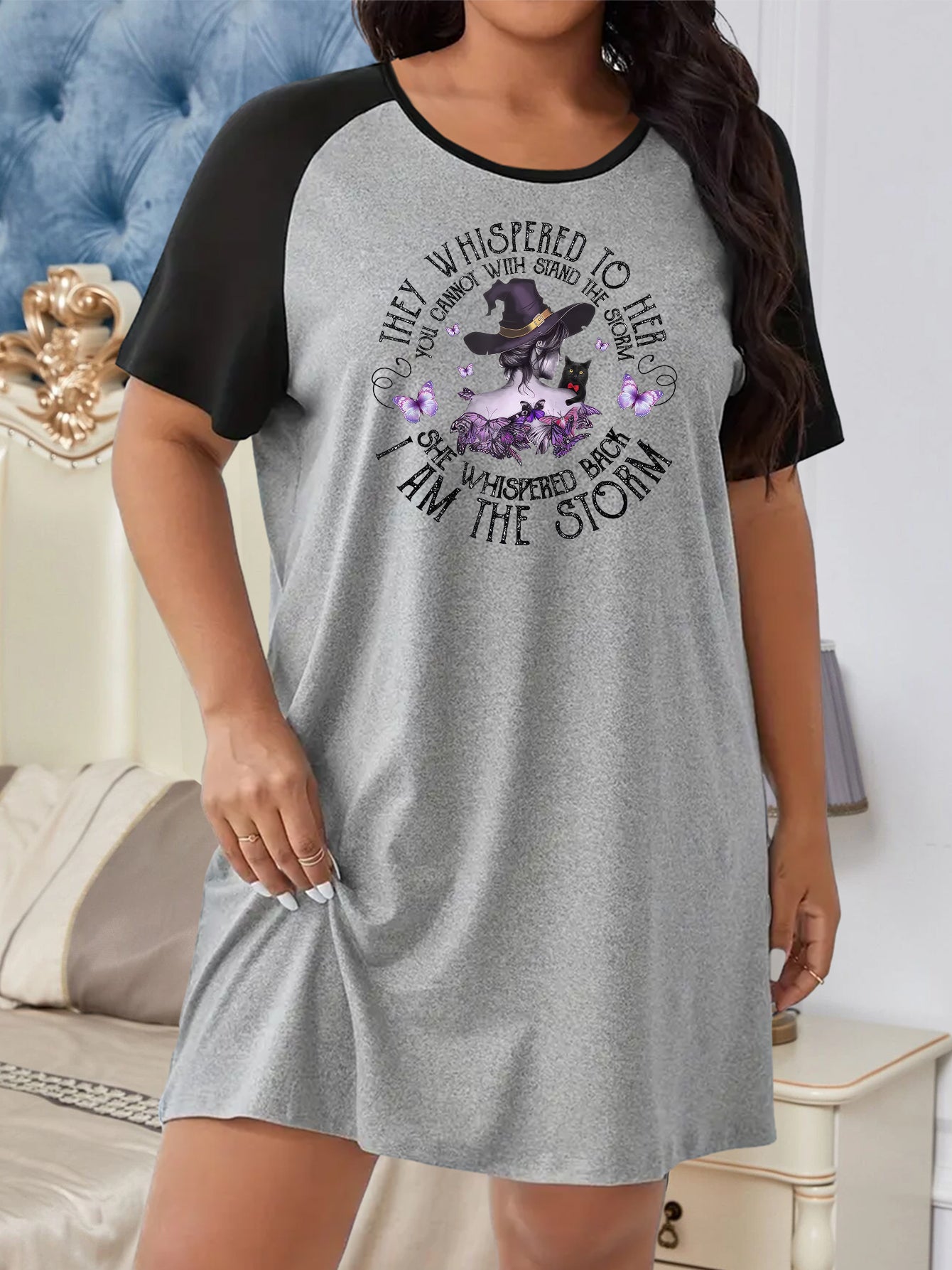 Halloween Nightdress Women's Witch Print Sleep Dress