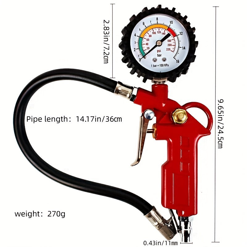 Tire Pressure Gauge Inflator Gun with Accuracy Detector