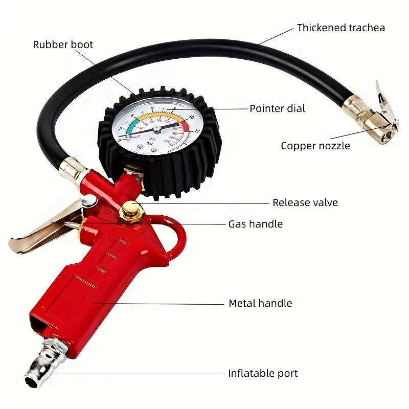 Tire Pressure Gauge Inflator Gun with Accuracy Detector