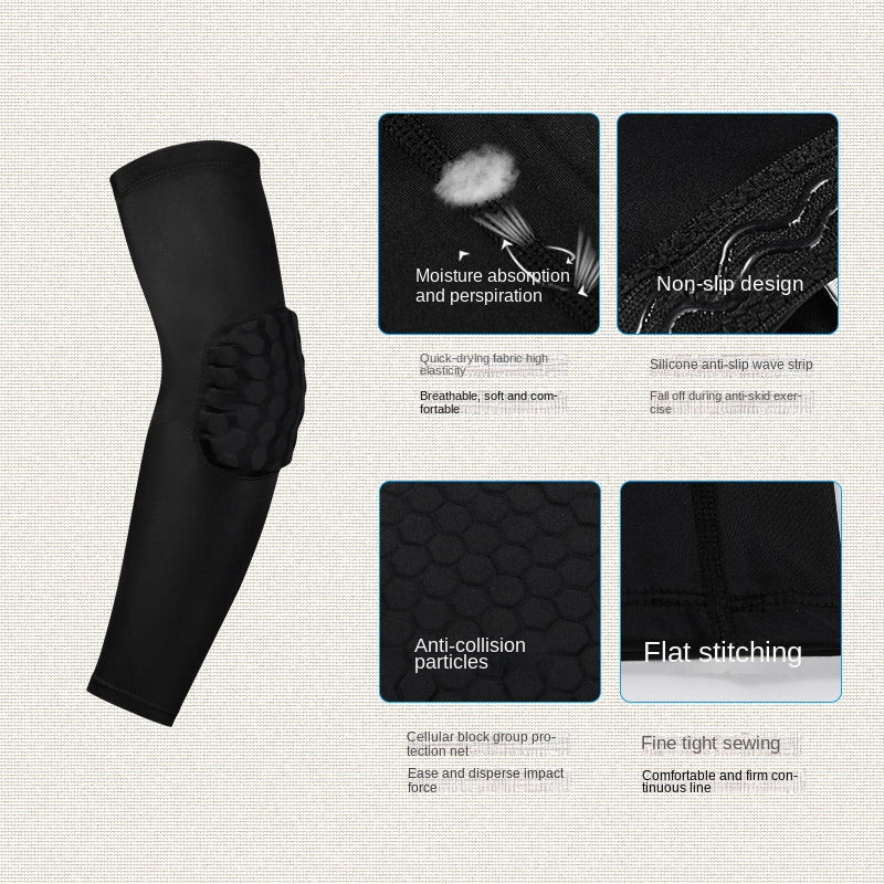 Honeycomb Arm Protector Compression Basketball Football Elbow Guard