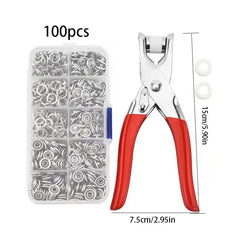 100 Colorful Metal Sewing Buttons Press Studs Snap Fasteners with Pliers Kit