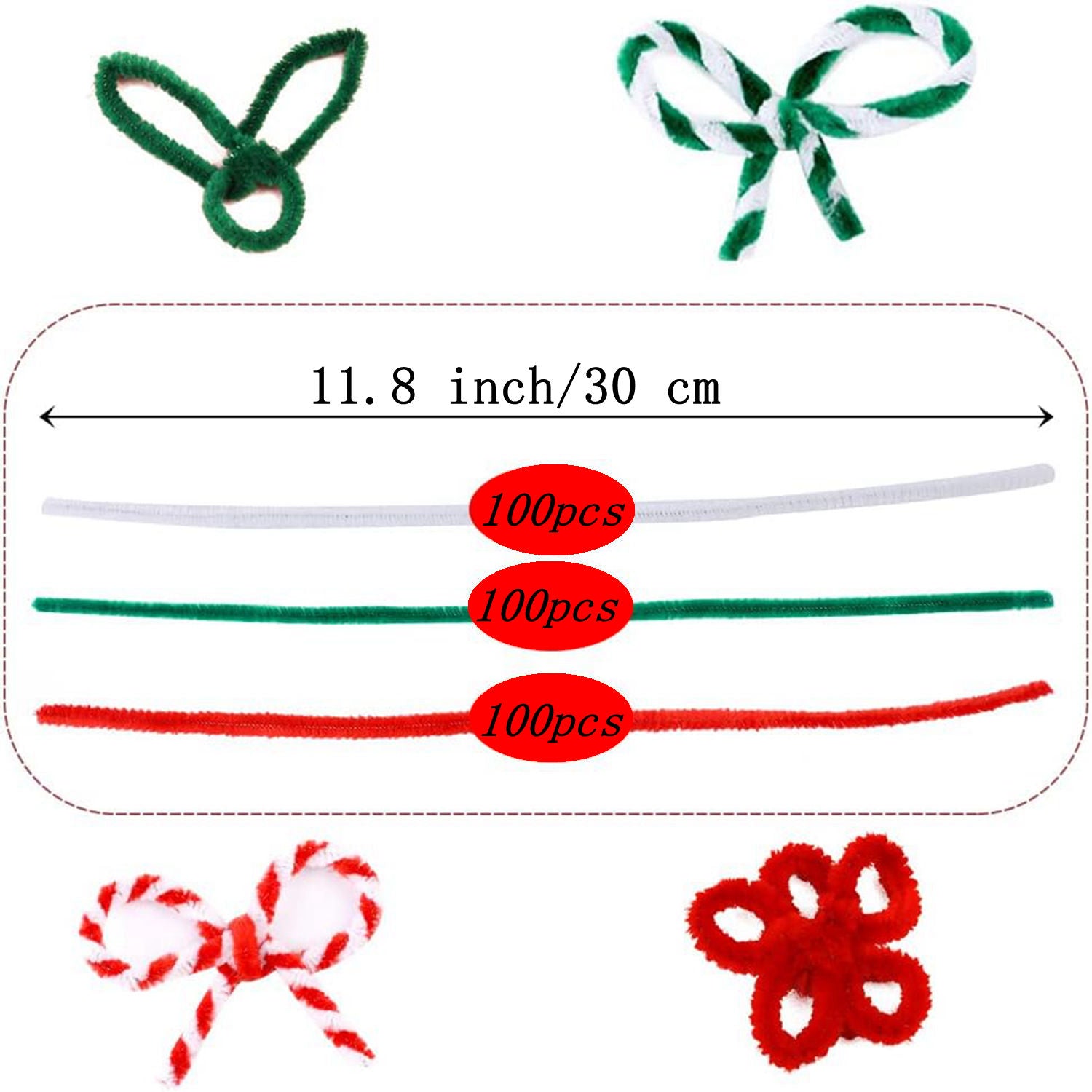 300pcs Christmas Craft Pipe Cleaners Bulk Art for Creative Christmas Decoration