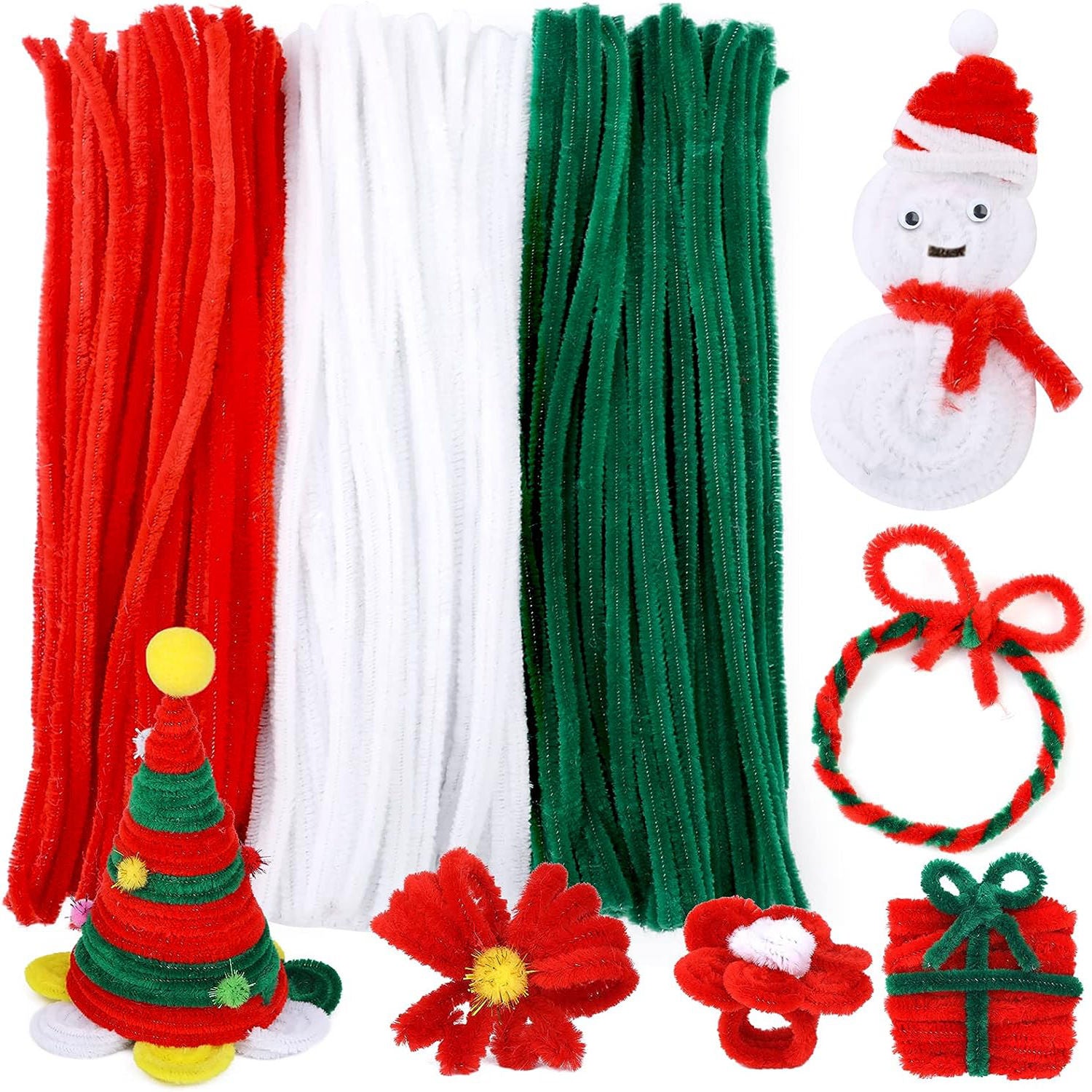 300pcs Christmas Craft Pipe Cleaners Bulk Art for Creative Christmas Decoration