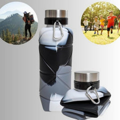 Collapsible Silicone Water Bottle with Metal Cap