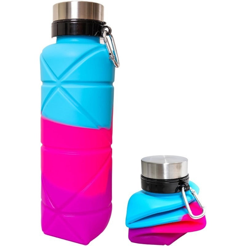 Collapsible Silicone Water Bottle with Metal Cap