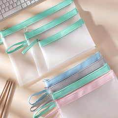 3pcs Frosted Waterproof File Bag for Test Papers & Data Storage