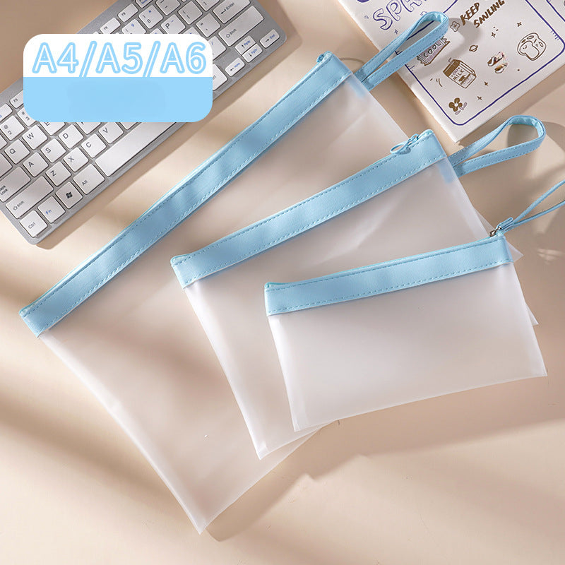 3pcs Frosted Waterproof File Bag for Test Papers & Data Storage