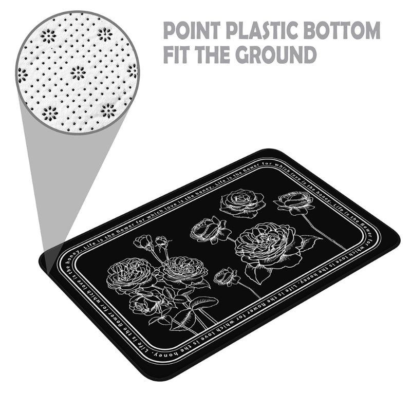 Floral Kitchen Mat Anti Slip Soft Absorbent Bath Mat