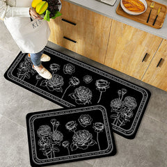 Floral Kitchen Mat Anti Slip Soft Absorbent Bath Mat