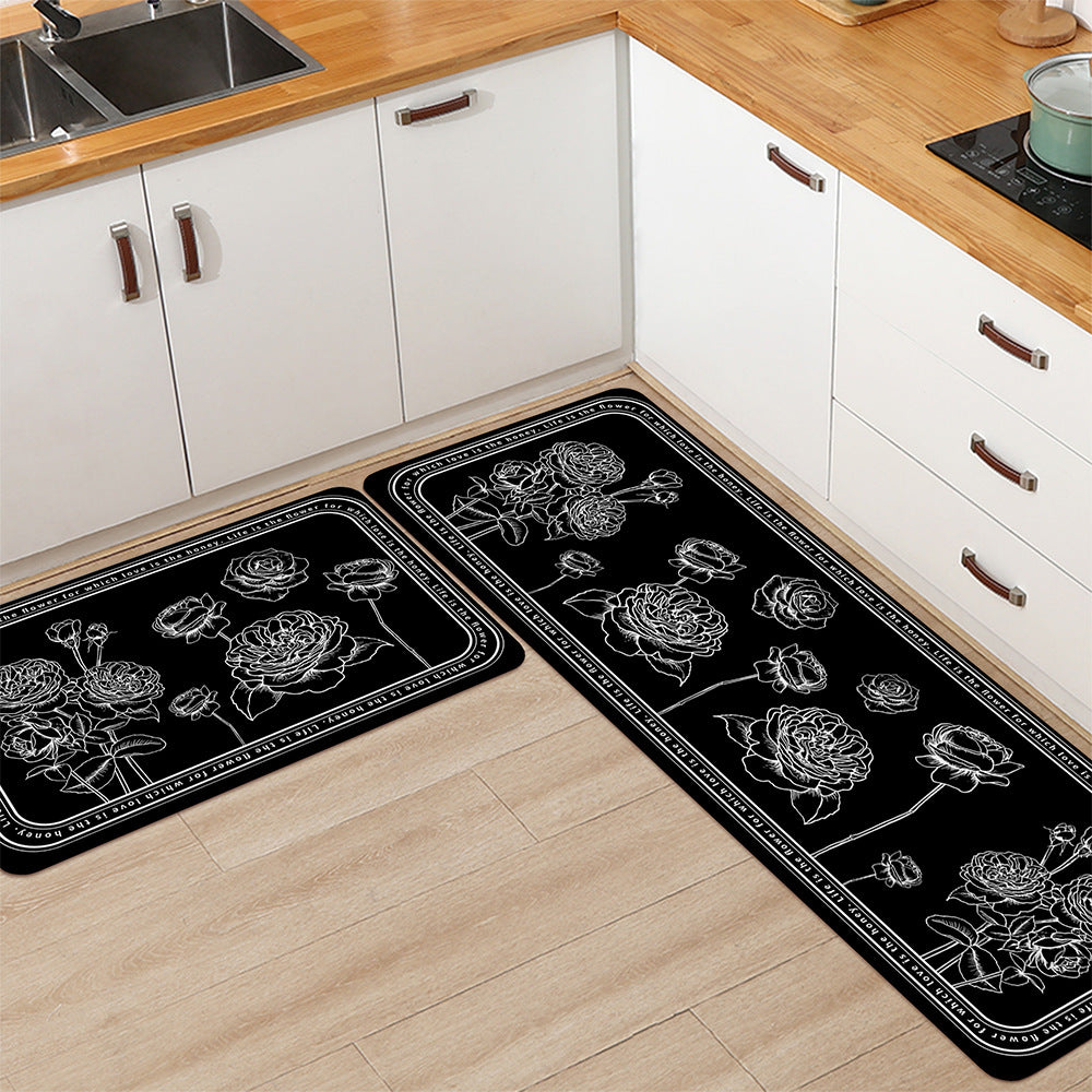 Floral Kitchen Mat Anti Slip Soft Absorbent Bath Mat
