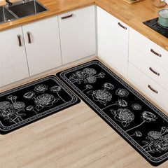 Floral Kitchen Mat Anti Slip Soft Absorbent Bath Mat