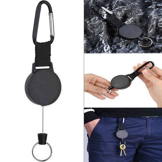 Retractable Stainless Steel Keyring Portable ID Card Holder