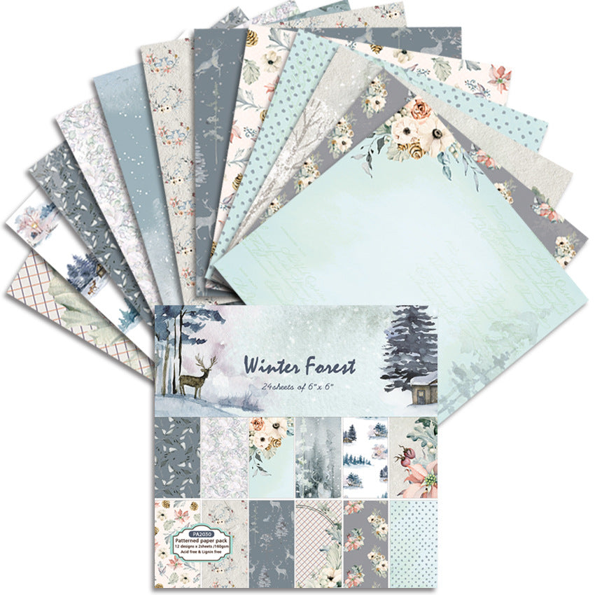 24 Sheets Christmas Pattern Paper for DIY Scrapbook and Gift Wrapping