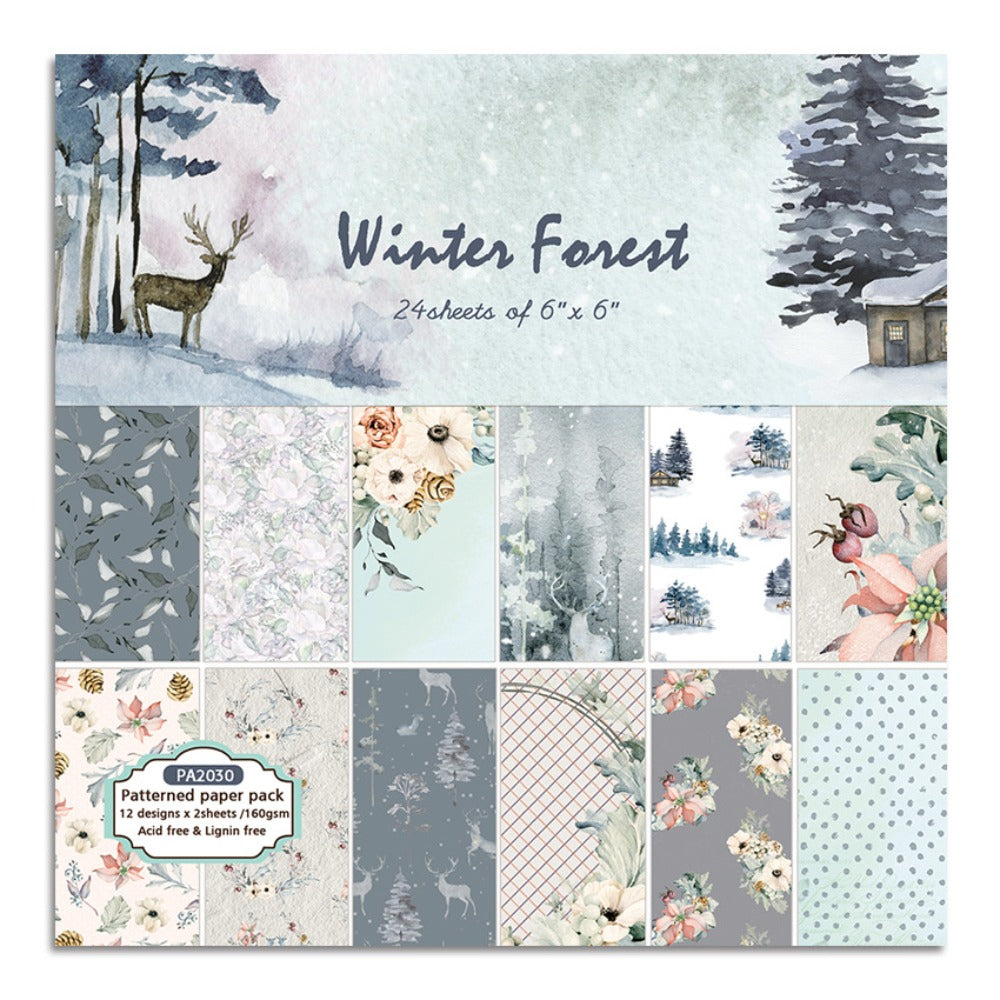 24 Sheets Christmas Pattern Paper for DIY Scrapbook and Gift Wrapping