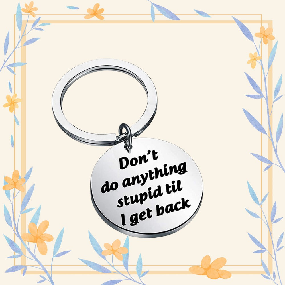 Stainless Steel Round Keychain Key Ring Funny Key Chain Pendant