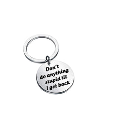 Stainless Steel Round Keychain Key Ring Funny Key Chain Pendant