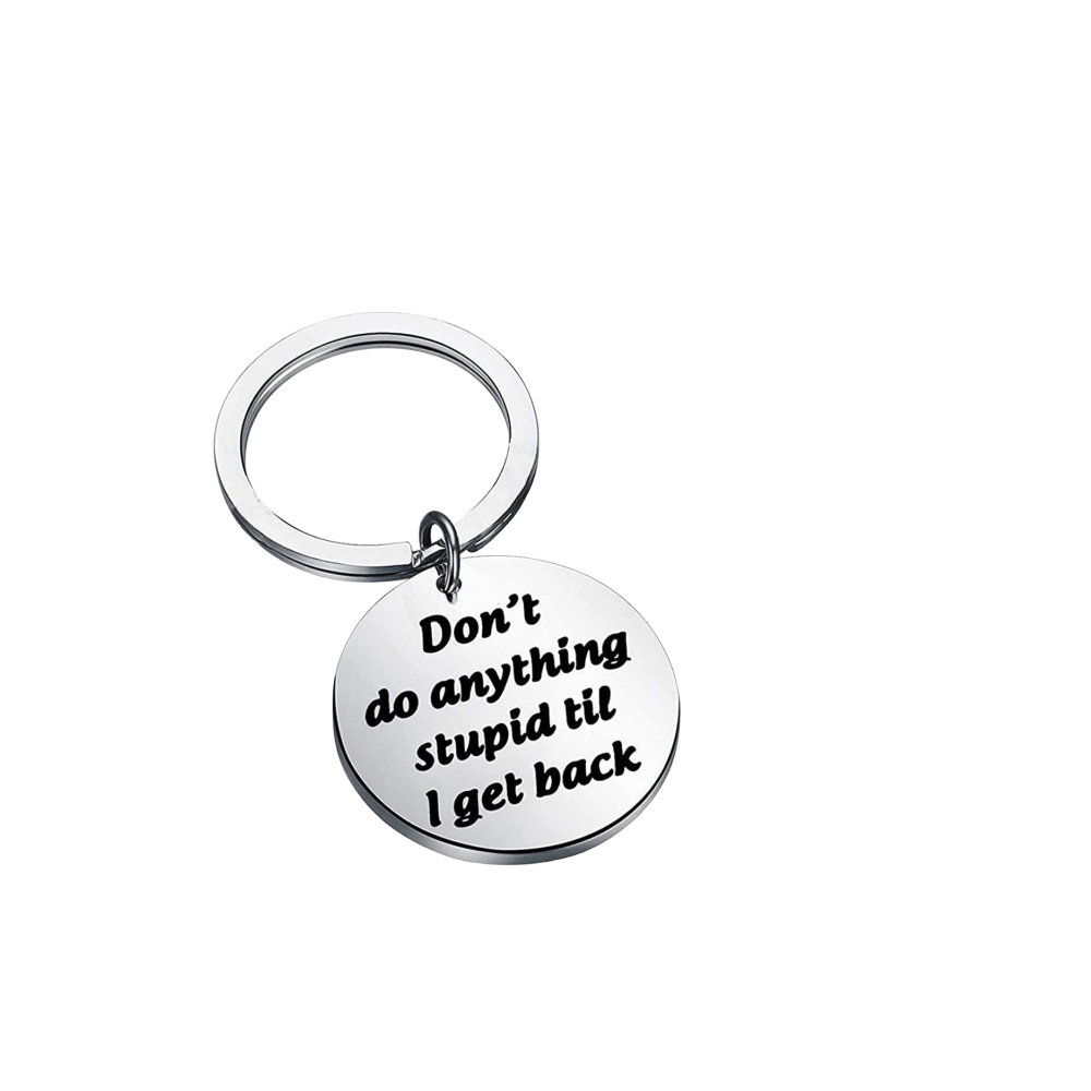 Stainless Steel Round Keychain Key Ring Funny Key Chain Pendant