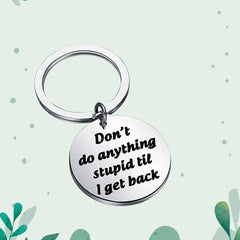 Stainless Steel Round Keychain Key Ring Funny Key Chain Pendant