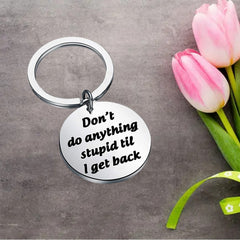 Stainless Steel Round Keychain Key Ring Funny Key Chain Pendant
