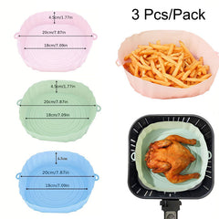 3pcs Silicone Air Fryer Liners Square Reusable Baking Tray Oven Accessories