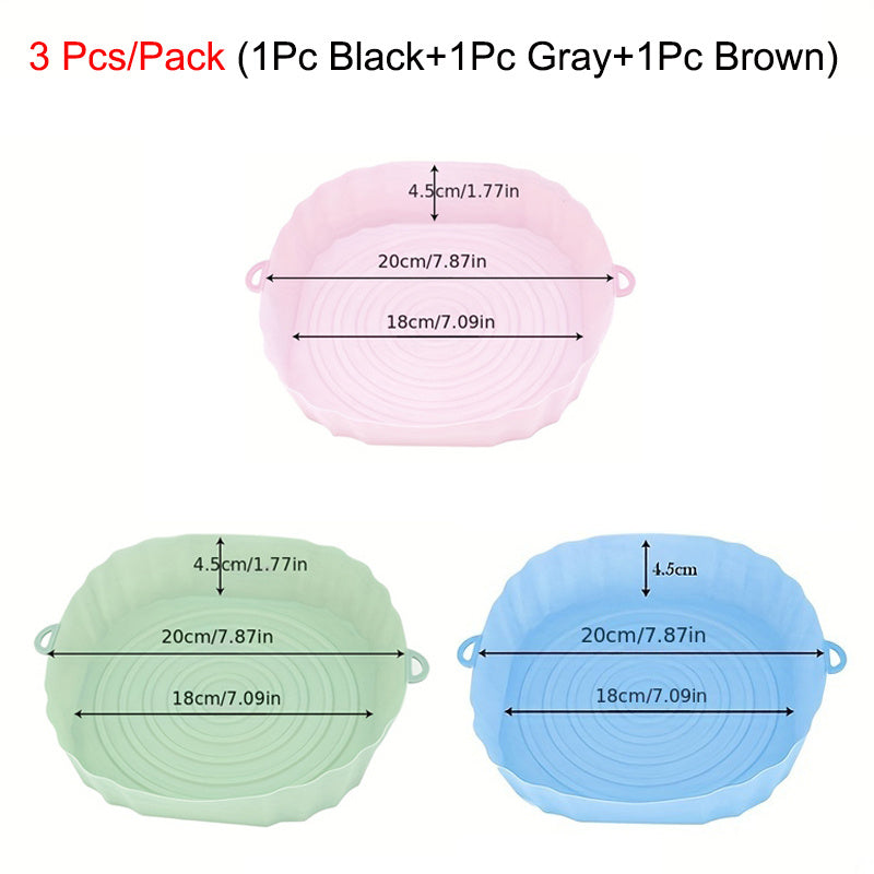 3pcs Silicone Air Fryer Liners Square Reusable Baking Tray Oven Accessories