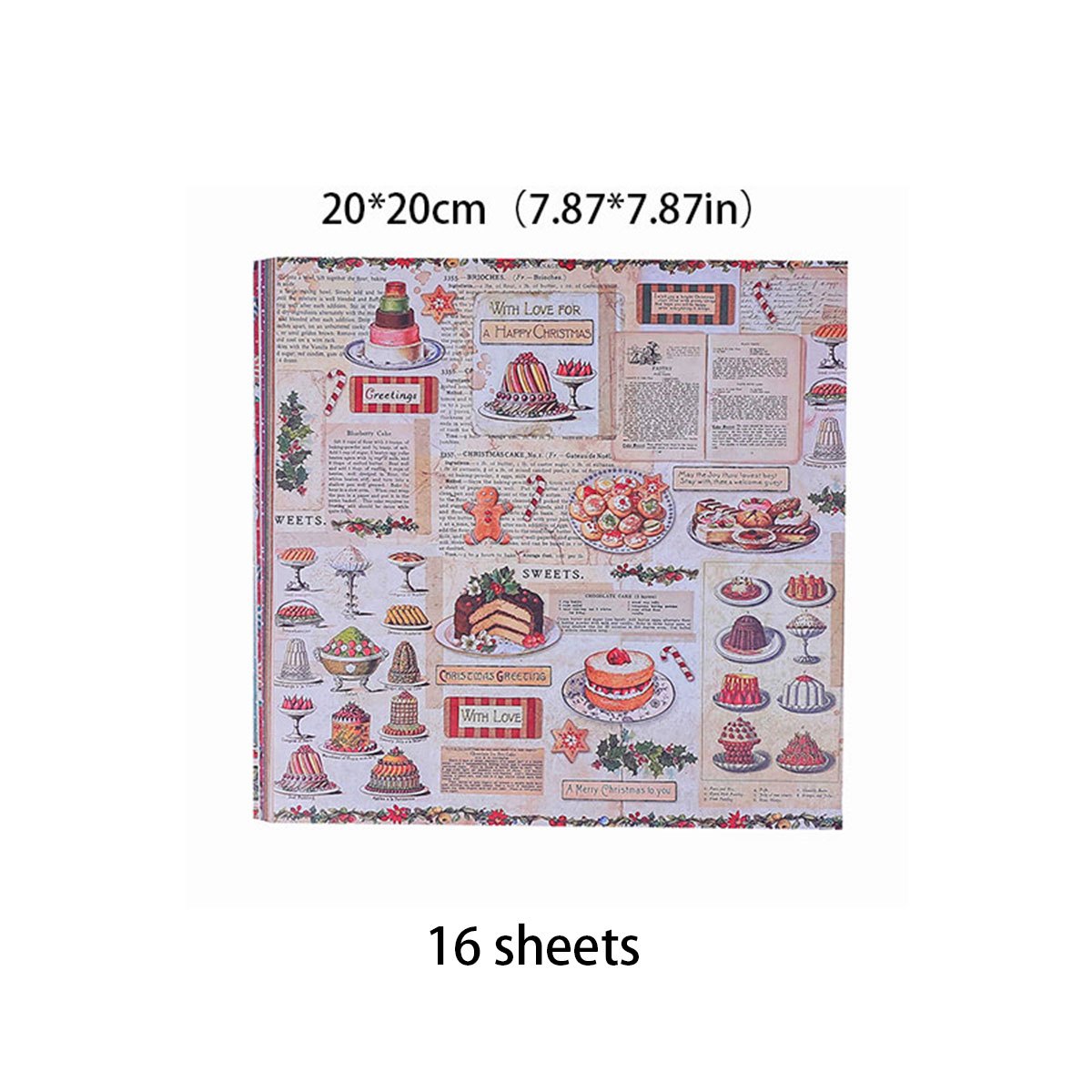 16pcs Vintage Christmas Journal For DIY Gift Background