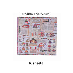 16pcs Vintage Christmas Journal For DIY Gift Background
