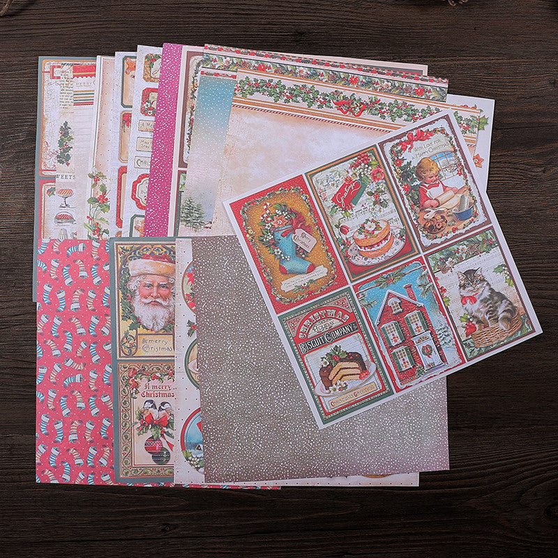 16pcs Vintage Christmas Journal For DIY Gift Background