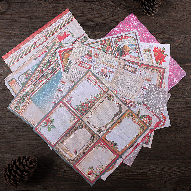 16pcs Vintage Christmas Journal For DIY Gift Background