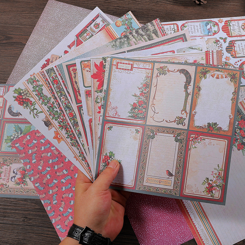 16pcs Vintage Christmas Journal For DIY Gift Background