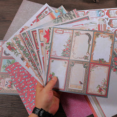 16pcs Vintage Christmas Journal For DIY Gift Background