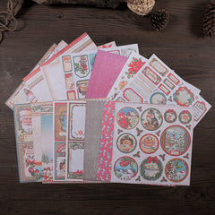 16pcs Vintage Christmas Journal For DIY Gift Background