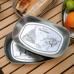 2pcs Vintage Outdoor Plate Camping Dinnerware Grilling Tray