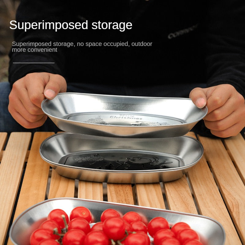 2pcs Vintage Outdoor Plate Camping Dinnerware Grilling Tray