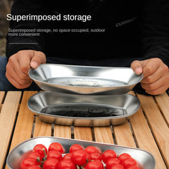 2pcs Vintage Outdoor Plate Camping Dinnerware Grilling Tray