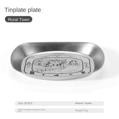 2pcs Vintage Outdoor Plate Camping Dinnerware Grilling Tray