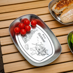 2pcs Vintage Outdoor Plate Camping Dinnerware Grilling Tray